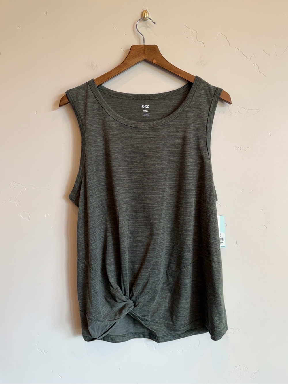 DSG Dark Heathered Green Forest Night Knot Front Tank